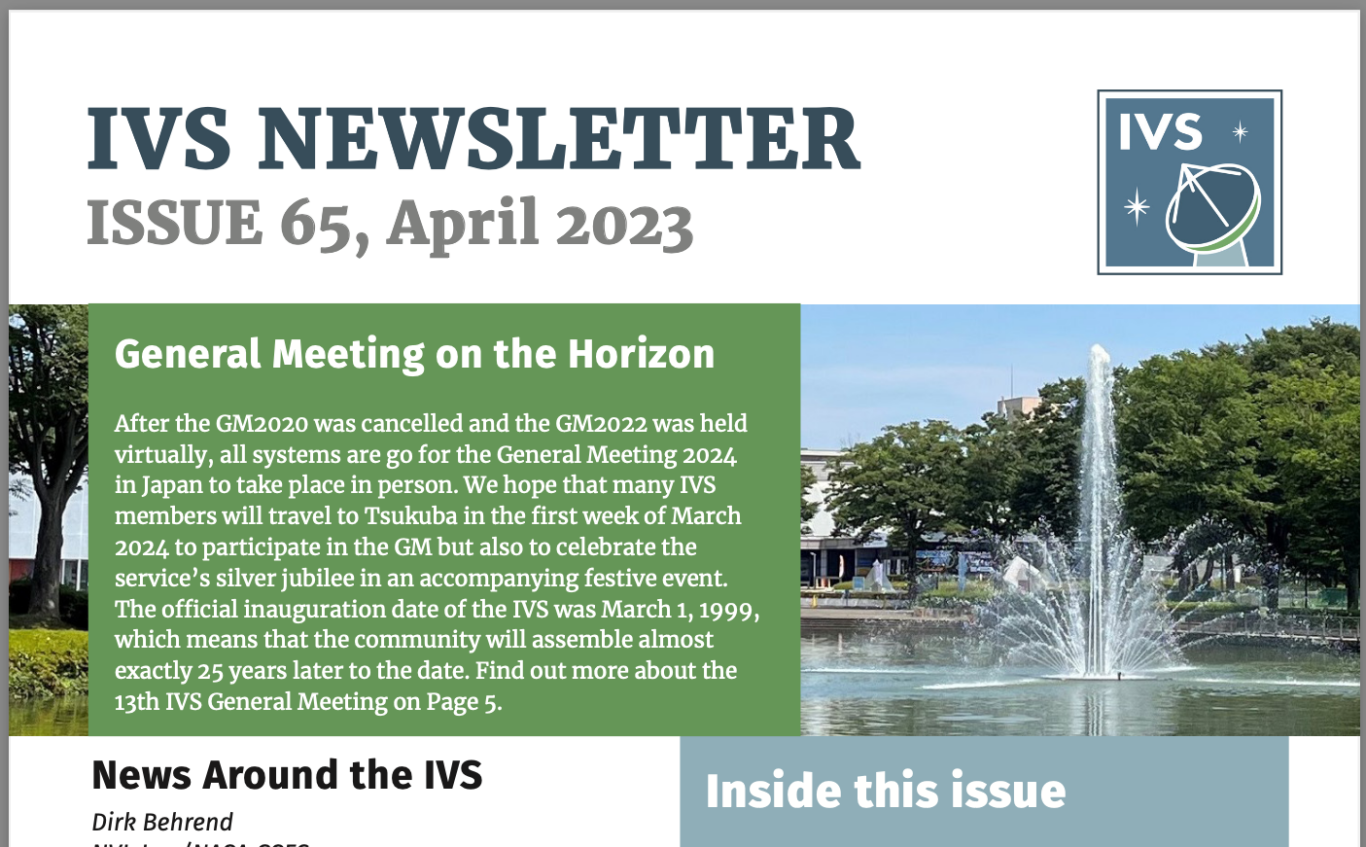 The front page of the IVS Newsletter, issue 65, April 2023